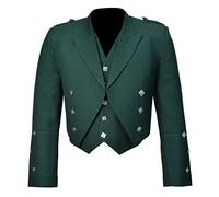 CELTIC PRO Scottish Prince Charlie Kilt Jacket with Waistcoat/Vest, Green, 50