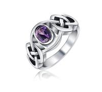 Celtic Purple Amethyst Trinity Love Knot Triquetra Infinity Band Ring For Women Teen Oxidized .925 Sterling Silver