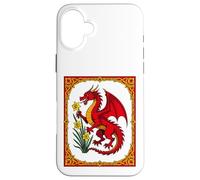 Celtic Red Dragon Holding a Daffodil Case for iPhone 16 Plus