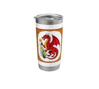 Celtic Red Dragon Holding a Daffodil Stainless Steel Insulated Tumbler