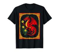 Celtic Red Dragon Holding a Daffodil T-Shirt
