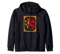 Celtic Red Dragon Holding a Daffodil Zip Hoodie