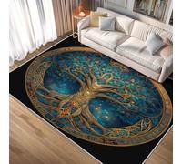 Celtic Rugs 160 x 230cm for Living Room Washable, Europe Ancient Mythology Tree Pattern Area Rug Bedroom Decor, Non Slip Low Pile Soft Floor Carpet, FD2411