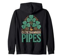 Celtic Shamrock Pipes Irish Pipers Zip Hoodie