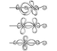 Celtic Shawl Pin 3 Pcs Crossed Knots Budding Spiral Crocheted Scarf Pin Cloak Pin Sweater Brooch for Women Girls Knitter Handmade Cape, Zinc, zinc alloy