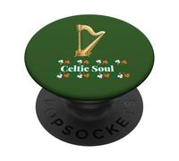 Celtic Soul Irish Harp Design, Ireland Shamrock Tricolor PopSockets Adhesive PopGrip
