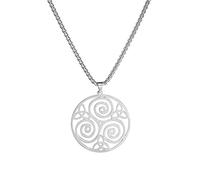 Celtic Spiral Knot Necklace Triple Spiral Triskele Celtic Pendant Necklace Spiral Trinity Knot Necklace Good Luck Irish Celtic Knot Necklace Amulet Jewelry Gift for Men Women