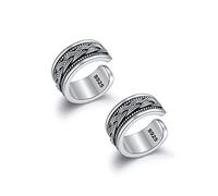 Celtic Sterling Silver Oxidized Knot Ear Cuffs - Non Piercing Thick Fake Conch Cuff Wrap Earrings