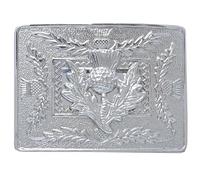 Celtic Thistle Kilt Belt Buckle - Scottish Thistle Design, Traditional Highland Celtic Accessory for Men’s Kilts, Antique Silver, Chrome Finish (Chrome Finish)