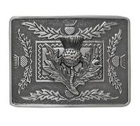 Celtic Thistle Kilt Belt Buckle - Scottish Thistle Design, Traditional Highland Celtic Accessory for Men’s Kilts, Antique Silver, Chrome Finish (Antique Silver Finish)