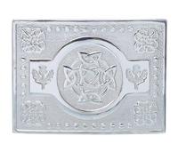 Celtic Thistle Kilt Belt Buckle - Traditional Scottish Thistle Design, Highland Men’s Accessory, Crafted Pewter for Classic Kilt Attire (Trinity Buckle - Chrome)