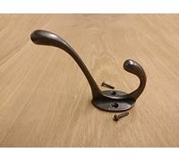 Celtic Timber Cast Iron Coat/Hat Hooks - Antique Style Wall Hooks for Modern & Rustic Homes - Traditional & Decorative Mounting Hardware for Coats, Hats & Accessories - 5 Inch Double Hook