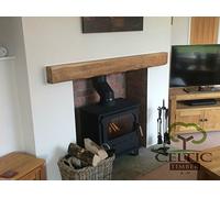 Celtic Timber Solid French Oak Air-Dried Beam Floating Shelf - Fireplace Mantle with Planed & Sanded Finish - Wood Mantle with Lightly Worked Rustic Appearance for Home Decor - 8''x2''x3 Ft Length
