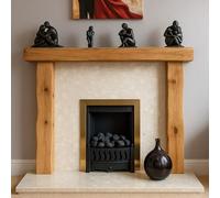 Celtic Timber Solid French Oak Air-Dried Fireplace Mantle Surround Beam w Character Knots & Wood Grain - Handcrafted Rustic Fireplace Surround Living Room & Home Decor 8''x6''x5Ft Upstands 8''x4''x3Ft