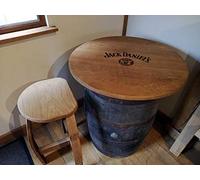 Celtic Timber Whiskey Barrel Oak Table with Solid Oak Table Top. Optional Oak Barrel Stools - Made to Order (55 Gallon (4 Stools))