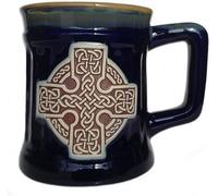 Celtic Traditions Blue Stoneware Coffee Mug with Traditional Celtic Cross Design, Premium Ceramic Tea Cup, Irish Heritage Drinkware