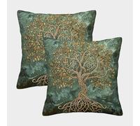 Celtic Tree Design-Artistic Knotwork Pattern Pillow Covers 2 Pack Cozy Pillowcase Art Cushion Case Polyester Decorative for Couch Livingroom 50x50cm