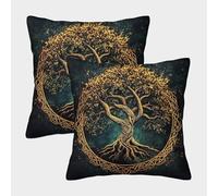 Celtic Tree Design-mythical Fantasy Art Style Pillow Covers 2 Pack Cozy Pillowcase Available All Seasons Cushion Cover Polyester Decorative Couch Living Room 40x40cm