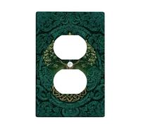 Celtic Tree Light Switch Cover Plates/Outlet Covers, Dark Green Nature Design for Home Decor, Thermoplastic Wall Plates, Standard Size Single Duplex Outlet