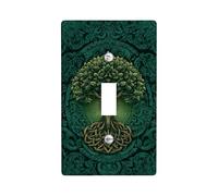 Celtic Tree Light Switch Cover Plates/Outlet Covers, Dark Green Nature Design for Home Decor, Thermoplastic Wall Plates, Standard Size Single Toggle