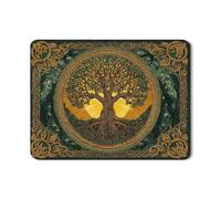 Celtic Tree of Life Dish Drying Mats For Kitchen Counter, Green and Gold Absorbent Rubber Dish Drainer Rack Mat, Autumn PU Leather Drying Pad 18x24 Inch