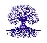 Celtic Tree of Life Silhouette with Leaves Fine Carving Decals 67.2x71.2cm Wall beautification DarkBlue