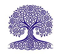 Celtic Tree of Life Silhouette with Spiraling Roots Wall Decals 67.2x67.8cm Window Decals DarkBlue