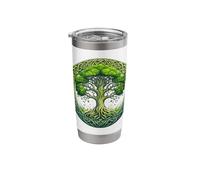 Celtic Tree of Life Symbol with Green Knotwork Design Stainless Steel Insulated Tumbler