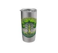 Celtic Tree of Life Symbol with Green Knotwork Design Stainless Steel Insulated Tumbler