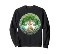 Celtic Tree of Life Symbol with Green Knotwork Design Sweatshirt