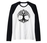Celtic Tree of Life Symbol with Knotwork Design Raglan Baseball Tee