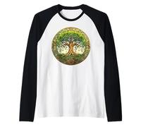 Celtic Tree of Life Symbol with Knotwork Design Raglan Baseball Tee