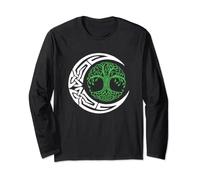 Celtic Tree Of Life Viking Moon Green Oracle Celtic Knots Long Sleeve T-Shirt