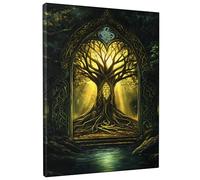 Celtic Tree of Life Wall Art, Golden Brown Fantasy Nature Poster Prints, Mystical Wall Decor for Living Room, Bedroom, Home Aesthetic, Unframed 12x16 Inch