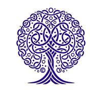 Celtic Tree of Life with Winding Roots Clipart Fine Carving Decals 42x46.5cm Glass Stickers DarkBlue