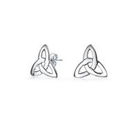 Celtic Triangle Trinity Infinity Love Knot Stud Earrings Sterling Silver | BFF Friendship Gifting, Petite Profile, Daily Favorite, Artisan Texture Lightweight Comfort