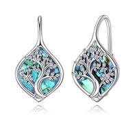 Celtic Trinity Knot Earrings for Women 925 Sterling Silver Triquetra Knot Leverback Abalone Shell Irish Jewellery for Girls
