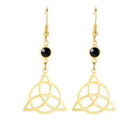Celtic Trinity Knot Triquetra Dangle Drop Earrings for Women Witch Knot Stud Earrings Triangle Triple Spiral Triskele Amulet Jewelry Irish Pagan Gift (Trinity gold 2)