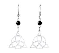 Celtic Trinity Knot Triquetra Dangle Drop Earrings for Women Witch Knot Stud Earrings Triangle Triple Spiral Triskele Amulet Jewelry Irish Pagan Gift (Trinity silver 2)