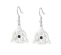 Celtic Trinity Knot Triquetra Dangle Drop Earrings for Women Witch Knot Stud Earrings Triangle Triple Spiral Triskele Amulet Jewelry Irish Pagan Gift (C- witch silver)