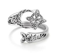 Celtic Trinity Ring, Adjustable Open Vintage Hollow-Out Trinity Knot Jewelry, Irish Symbol Eternity Ring for Daily Wear