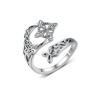 Celtic Trinity Ring, Celtic Knot Rings, Witch Knot Irish Jewelry Open Adjustable Engagement Wedding Promise Band Daily for Women St. Patrick’s Day，Witches Knot (1pcs)
