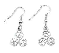Celtic Triskelion Shamrock Drop Dangly Earrings with Gift Bag
