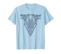 Celtic Viking Wolf Statze Tribal Nordic Symbol Valhalla T-Shirt, Men, Baby Blue, X-Large
