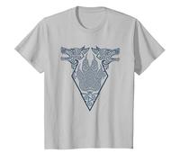 Celtic Viking Wolf Statze Tribal Nordic Symbol Valhalla T-Shirt, Youth, Silver Grey, 2T