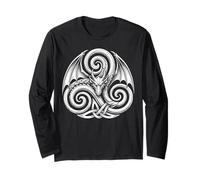 Celtic Winged Dragon s Welsh Knotwork s Symbol Art Long Sleeve T-Shirt