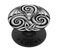 Celtic Winged Dragon s Welsh Knotwork s Symbol Art PopSockets Adhesive PopGrip
