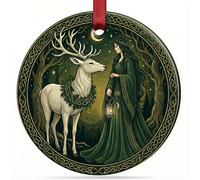 Celtic Witch Ornaments, Yule Witch in Earthly Greens Ornament