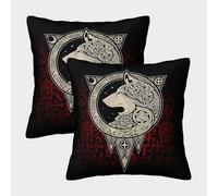 Celtic Wolf Design-mythical Art Style Pillow Covers 2 Pack Cozy Pillowcase Available All Seasons Cushion Case Zippered Decor Sofa for Living Room Bedroom 40x40cm