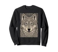 Celtic Wolf Knotwork Illustration with Detailed Line Art Sweatshirt